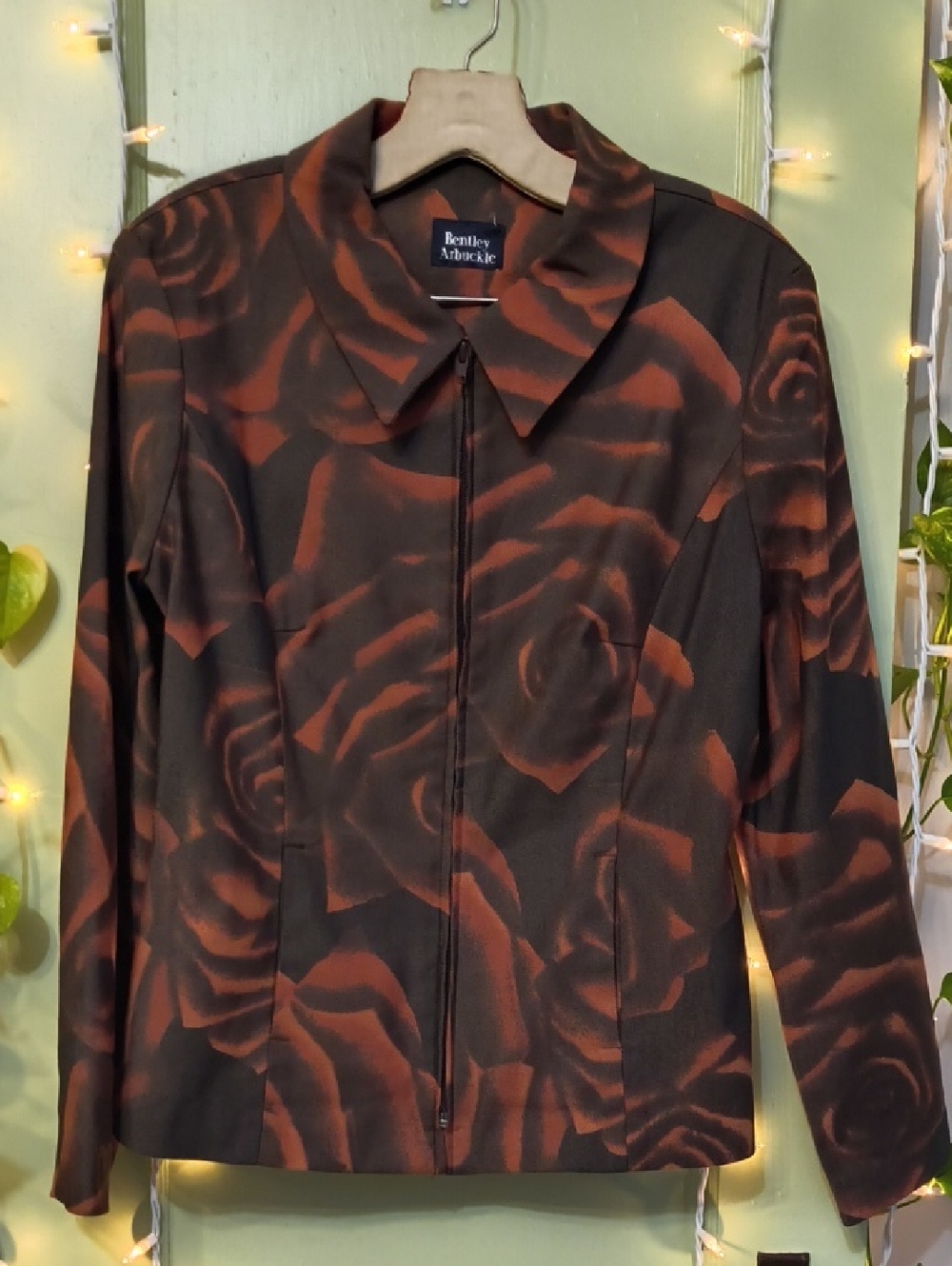Women's Bentley Arbuckle Zip Up Rose Orange Brown Fitted Jacket S/M